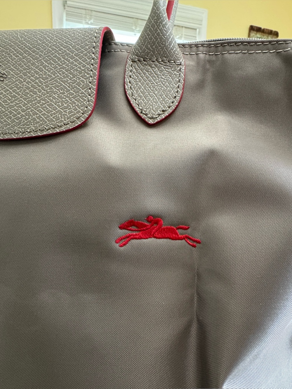 Longchamp Tote in Gray with Red Accents - Large - Picture 3 of 7